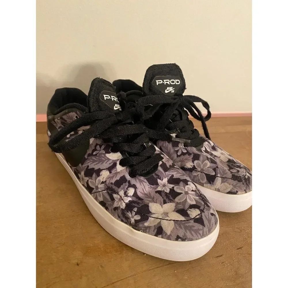 Nike US 4.5Y youth SB Paul Rodriguez CTD LR Canvas GS Sneakers Grey Floral - Picture 2 of 8
